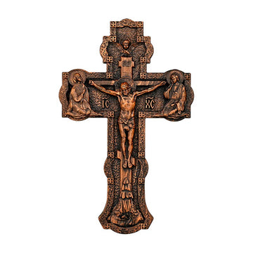 Wooden Orthodox Religious Carved Crucifix - Godly Grind Carved Natural Wood