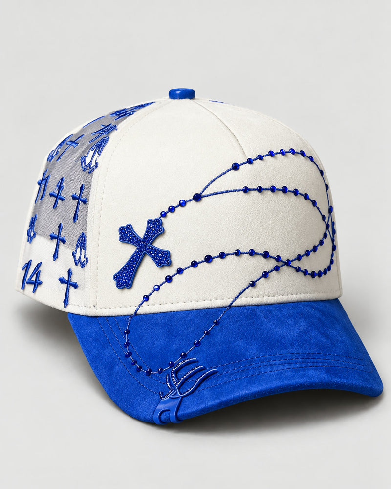 Blue Rosary Cross Cap