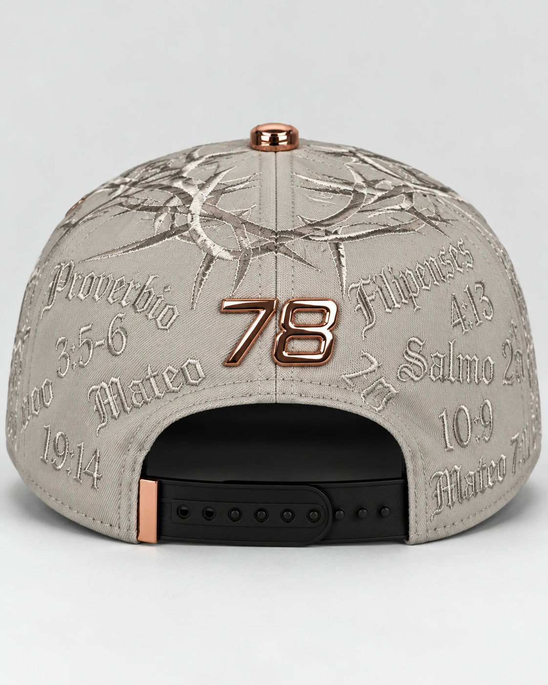 Crown of Thorns Scripture Cap - Grey / Tan - back