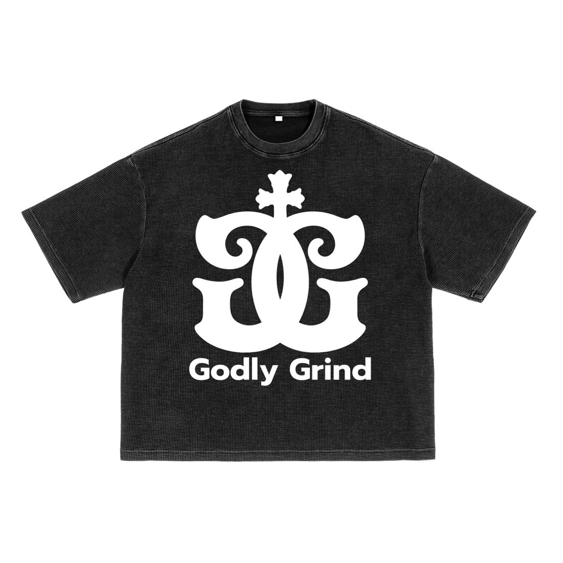 Waffle-Texture Washed Boxy T-Shirt - Godlygrind