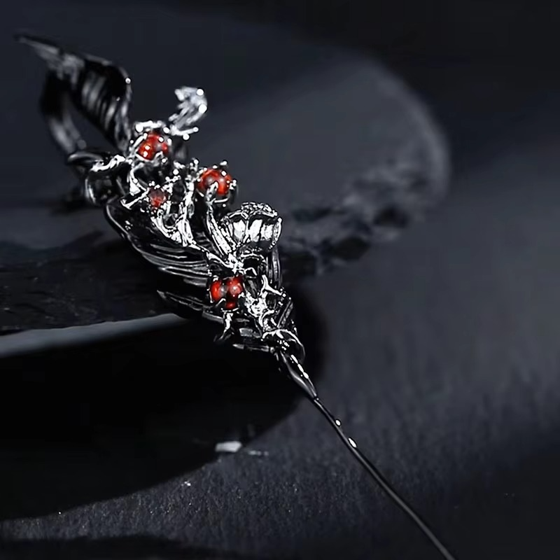 Crimson Angel Wing Gothic Earrings