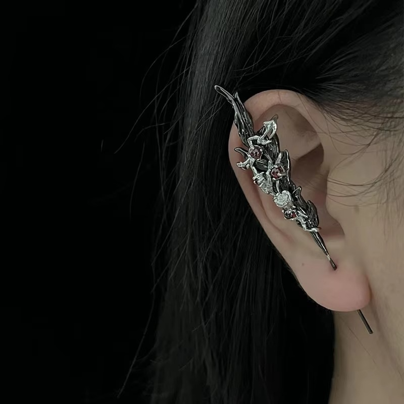 Crimson Angel Wing Gothic Earrings