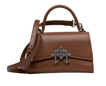 Cross Emblem Handbag - Brown