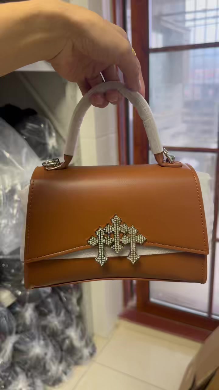 Cross Emblem Handbag - Tan