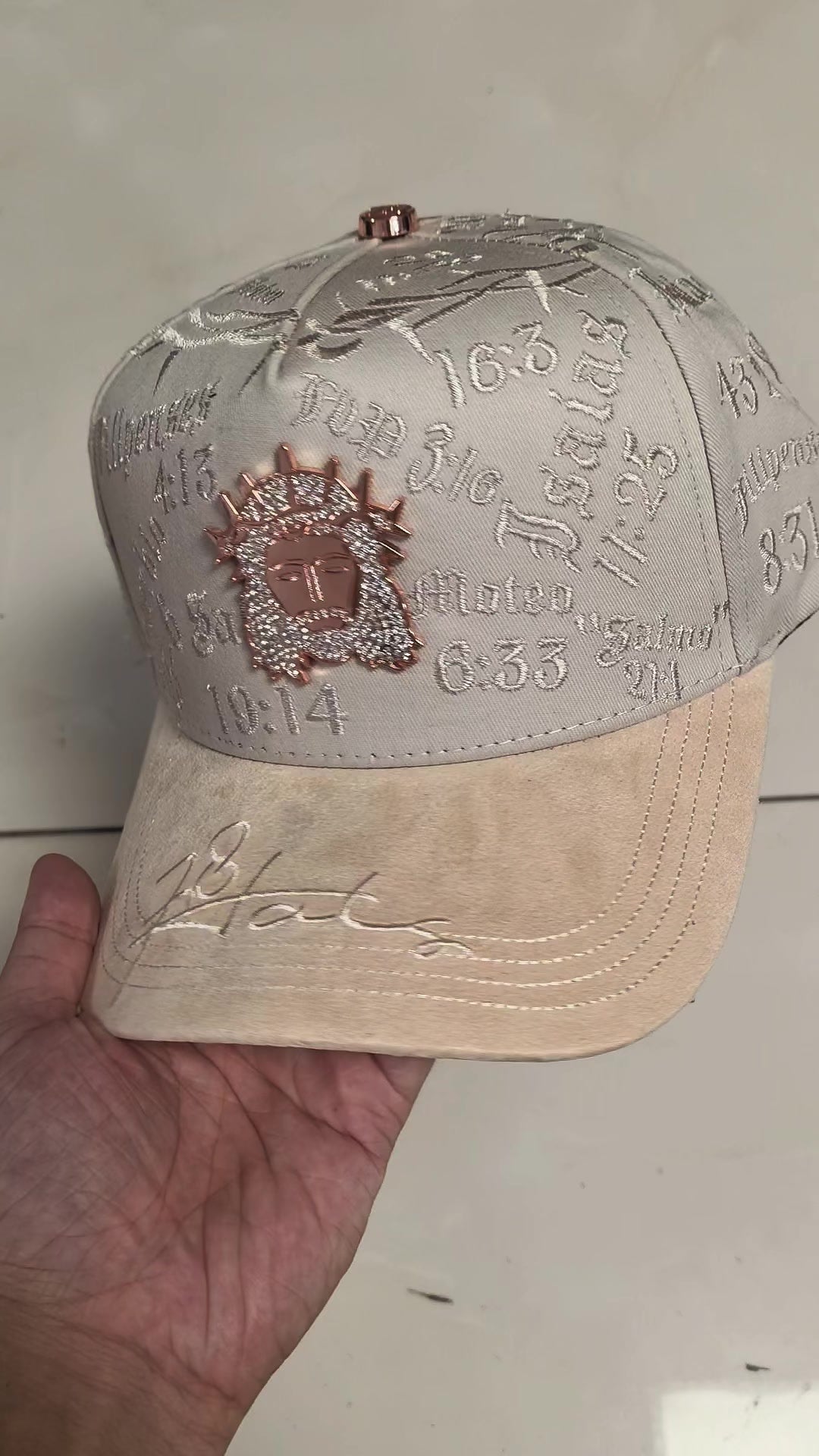 Crown of Thorns Scripture Cap - Grey / Tan