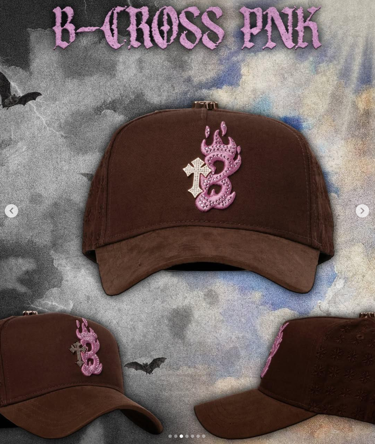 Flame B Cross Cap - Brown / Pink