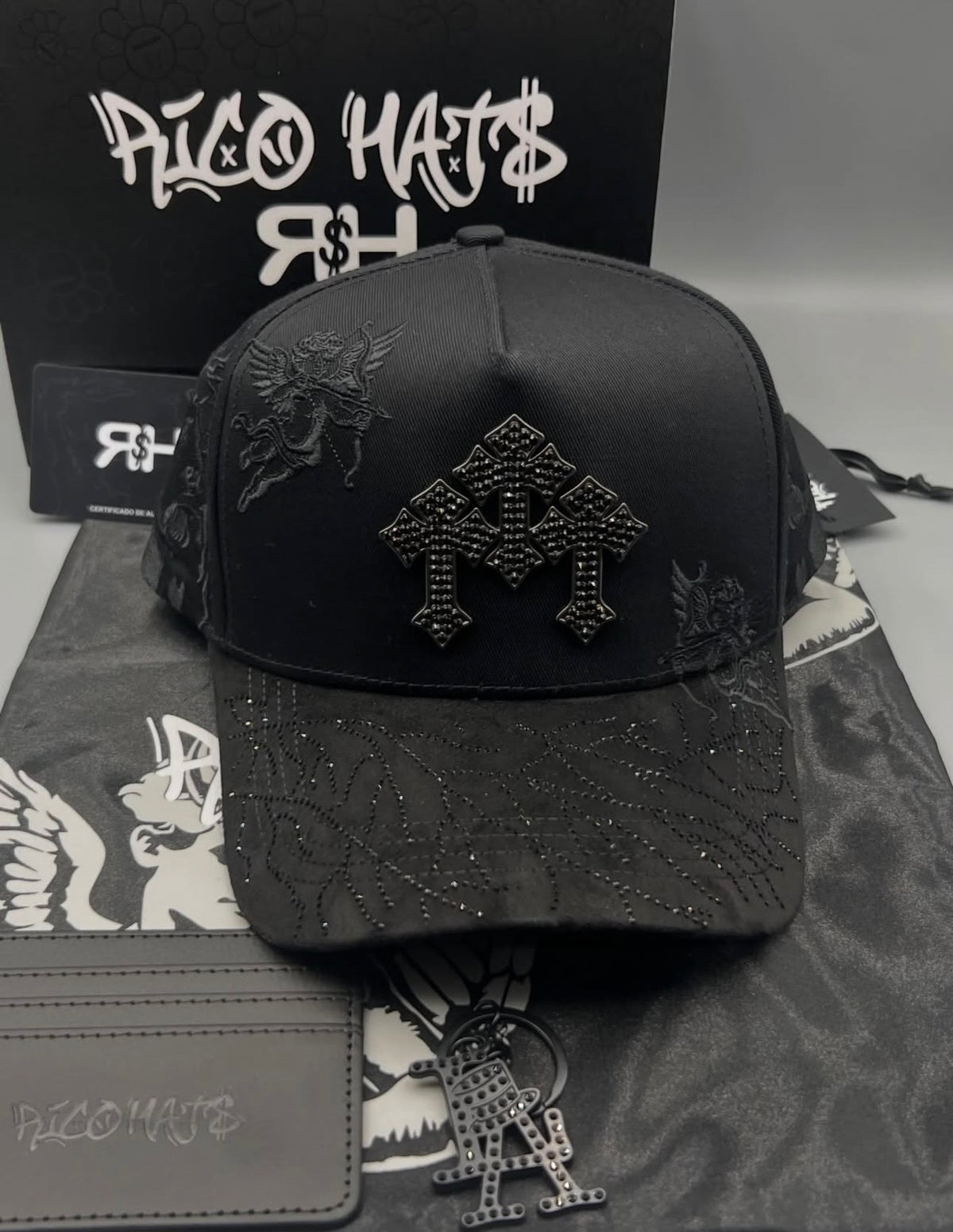 Triple Cross Studded Cap - Silver