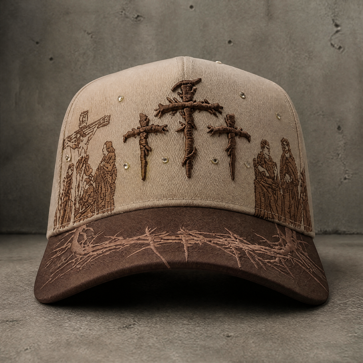 Godlygrind Triple Cross Embroidered Hat - Brown - view 1
