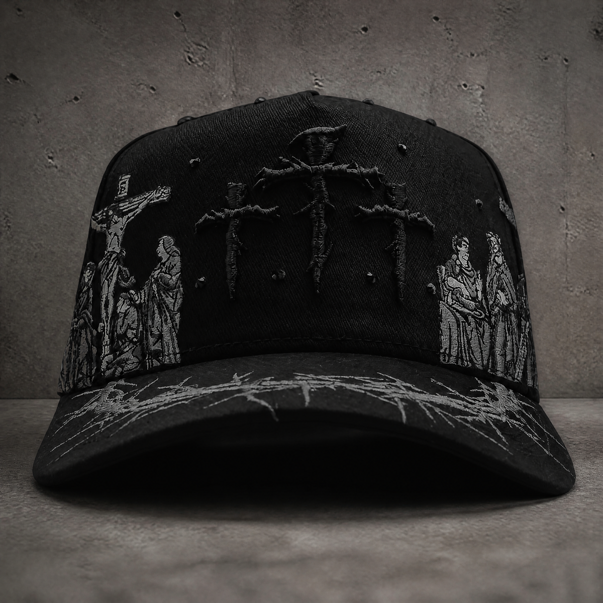 Godlygrind Triple Cross Embroidered Hat - Black - view 1