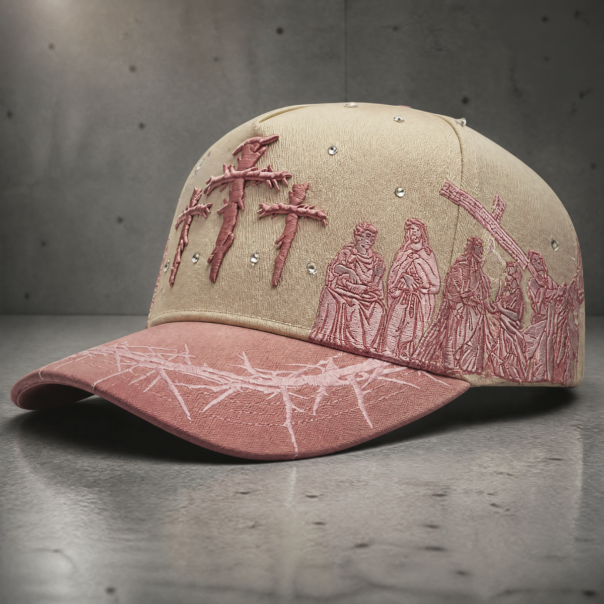 Godlygrind Triple Cross Embroidered Hat - Pink - view 2