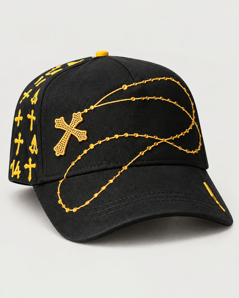 Gold Rosary Cross Cap