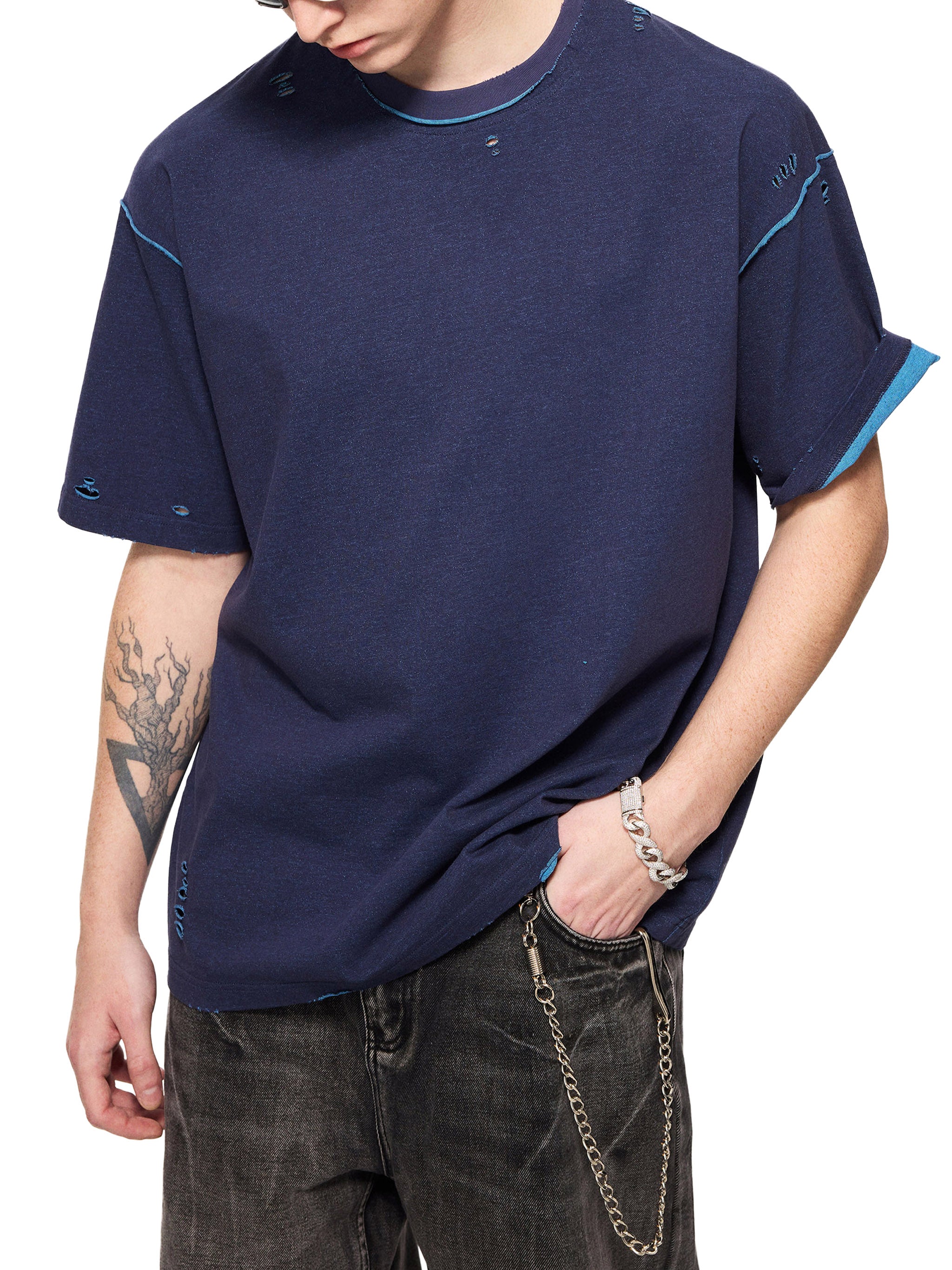 Hand-frayed Reversible T-shirt - Godlygrind