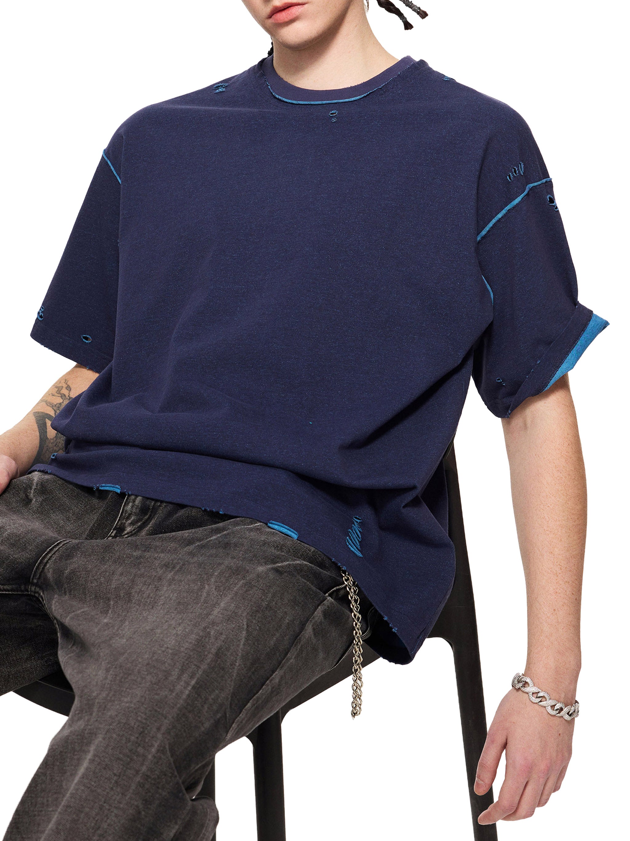 Hand-frayed Reversible T-shirt - Godlygrind