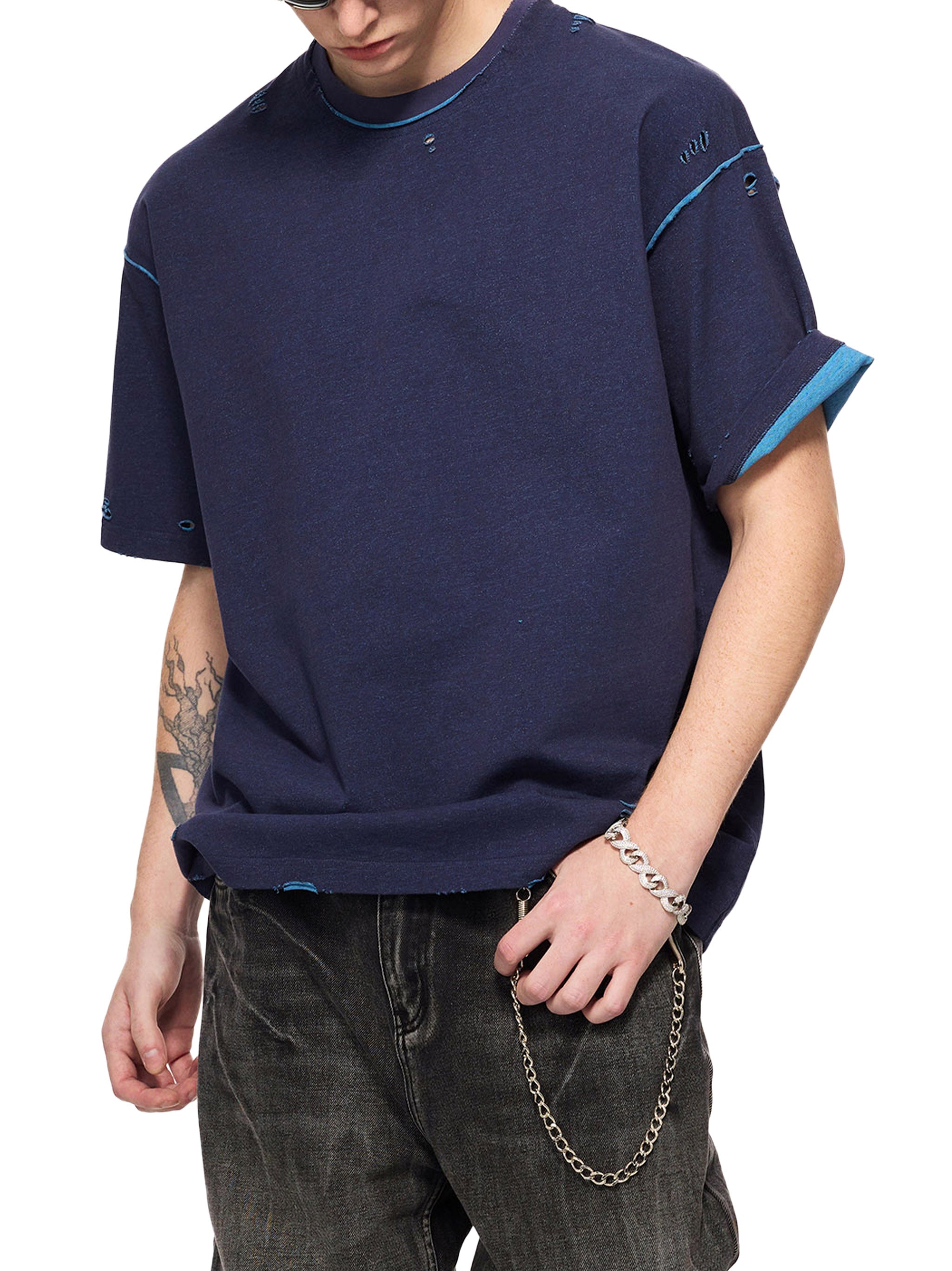 Hand-frayed Reversible T-shirt - Godlygrind