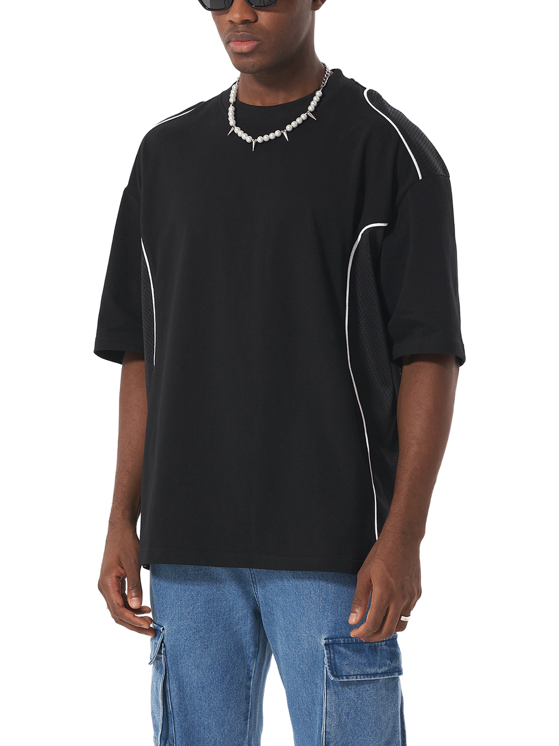 Contrast Piped Panel T-Shirt - Godlygrind