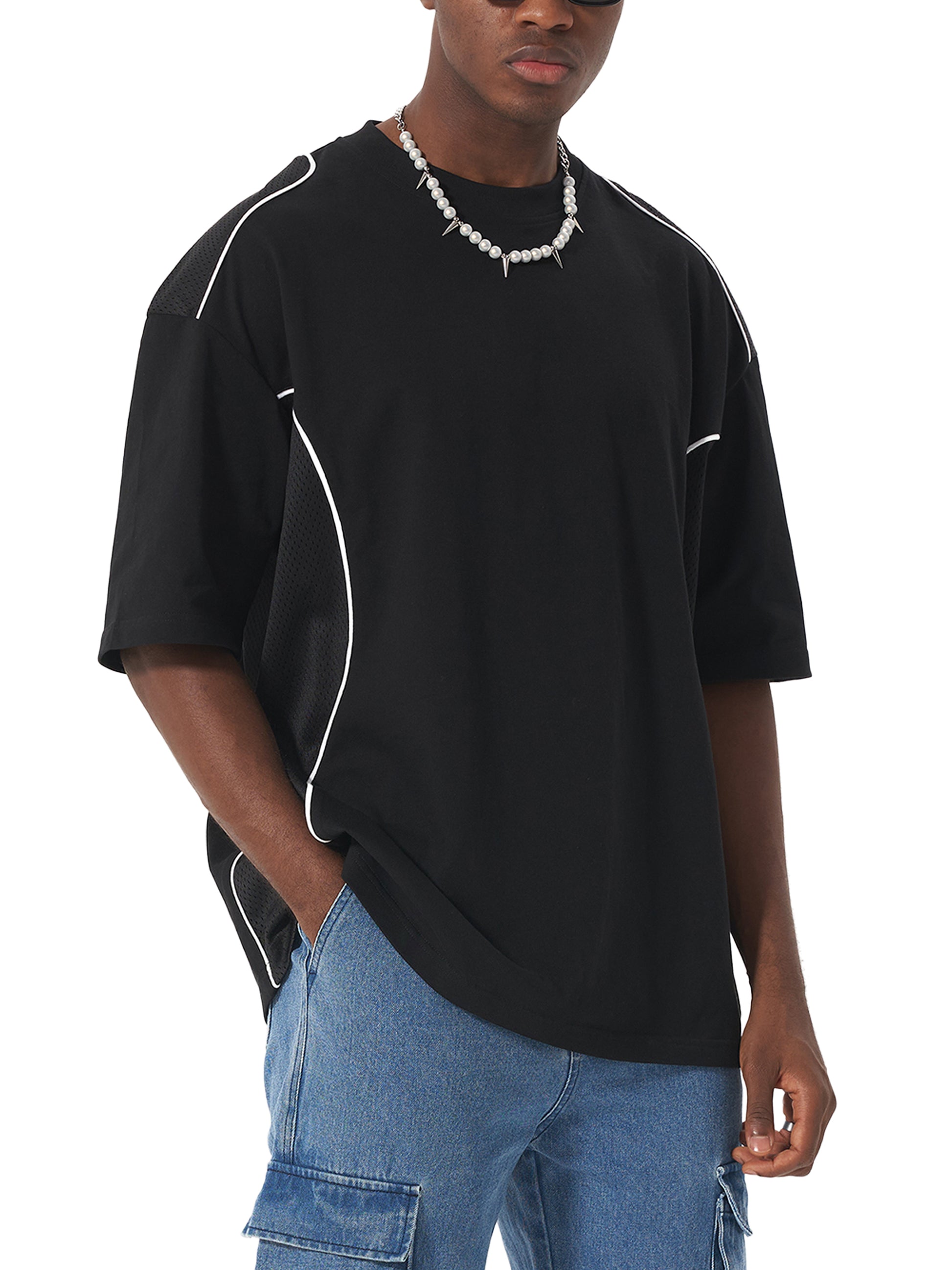 Contrast Piped Panel T-Shirt - Godlygrind