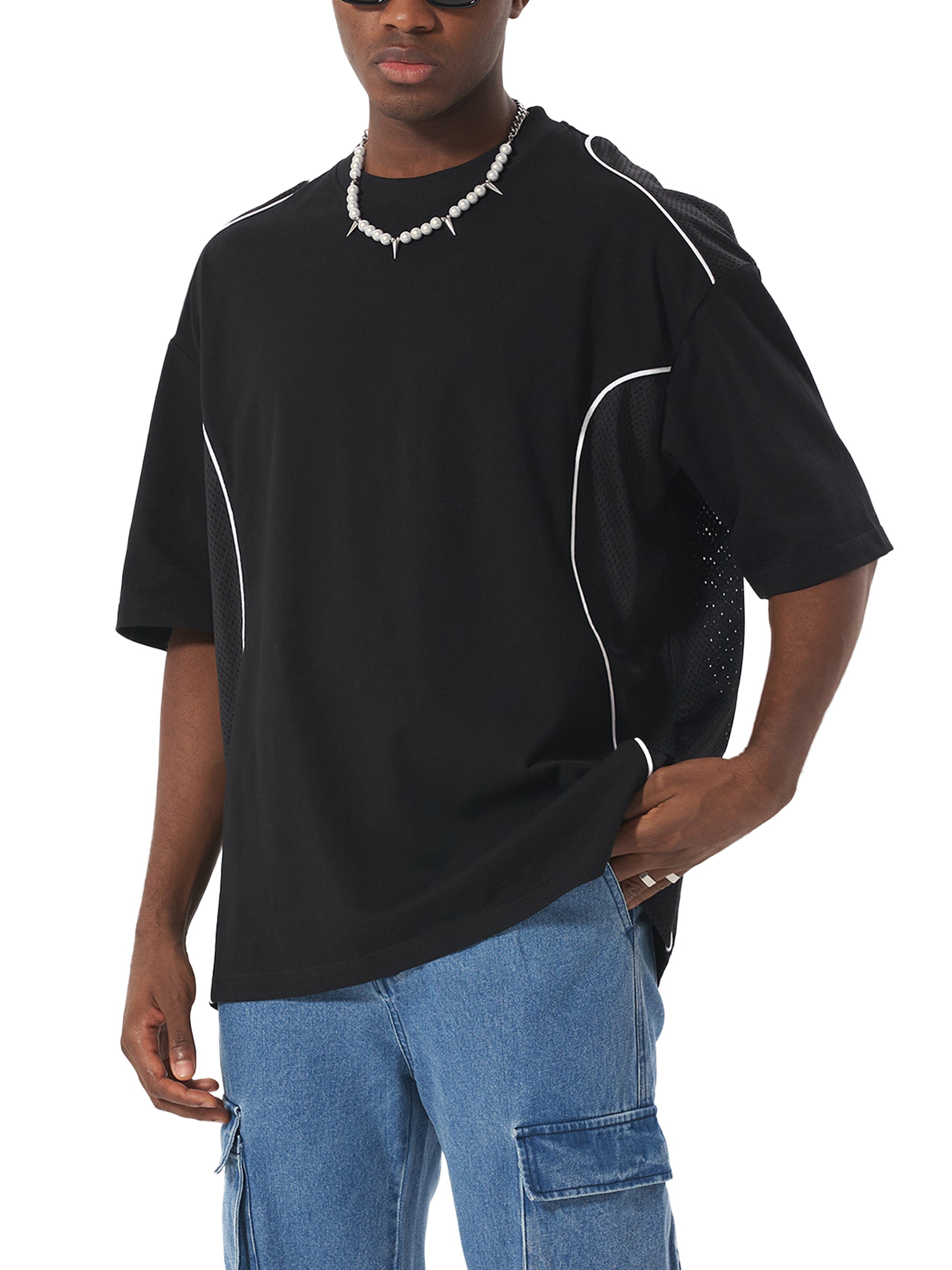 Contrast Piped Panel T-Shirt - Godlygrind