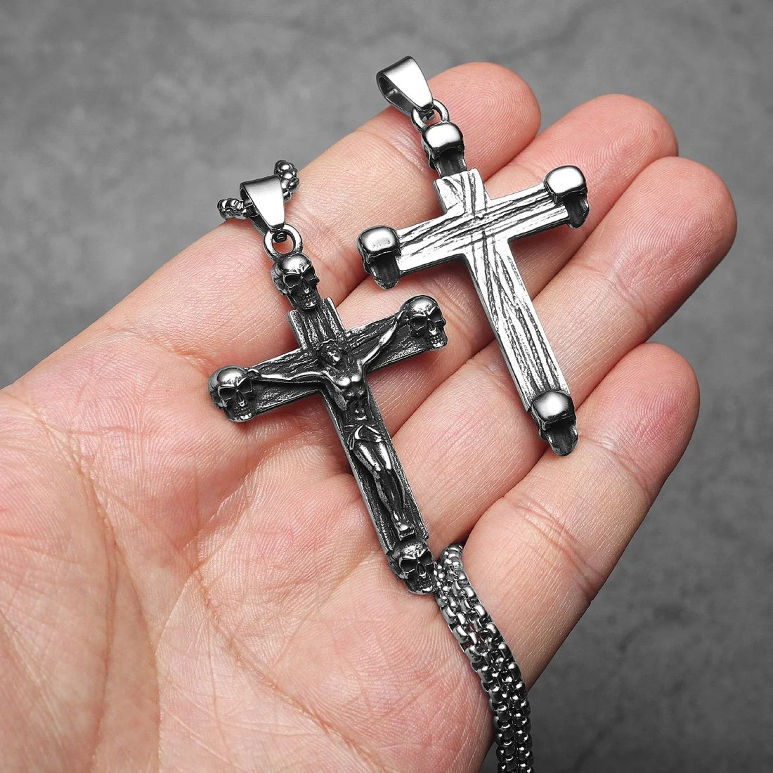 Crucifix of Judgment – Gothic Jesus Skull Cross Pendant