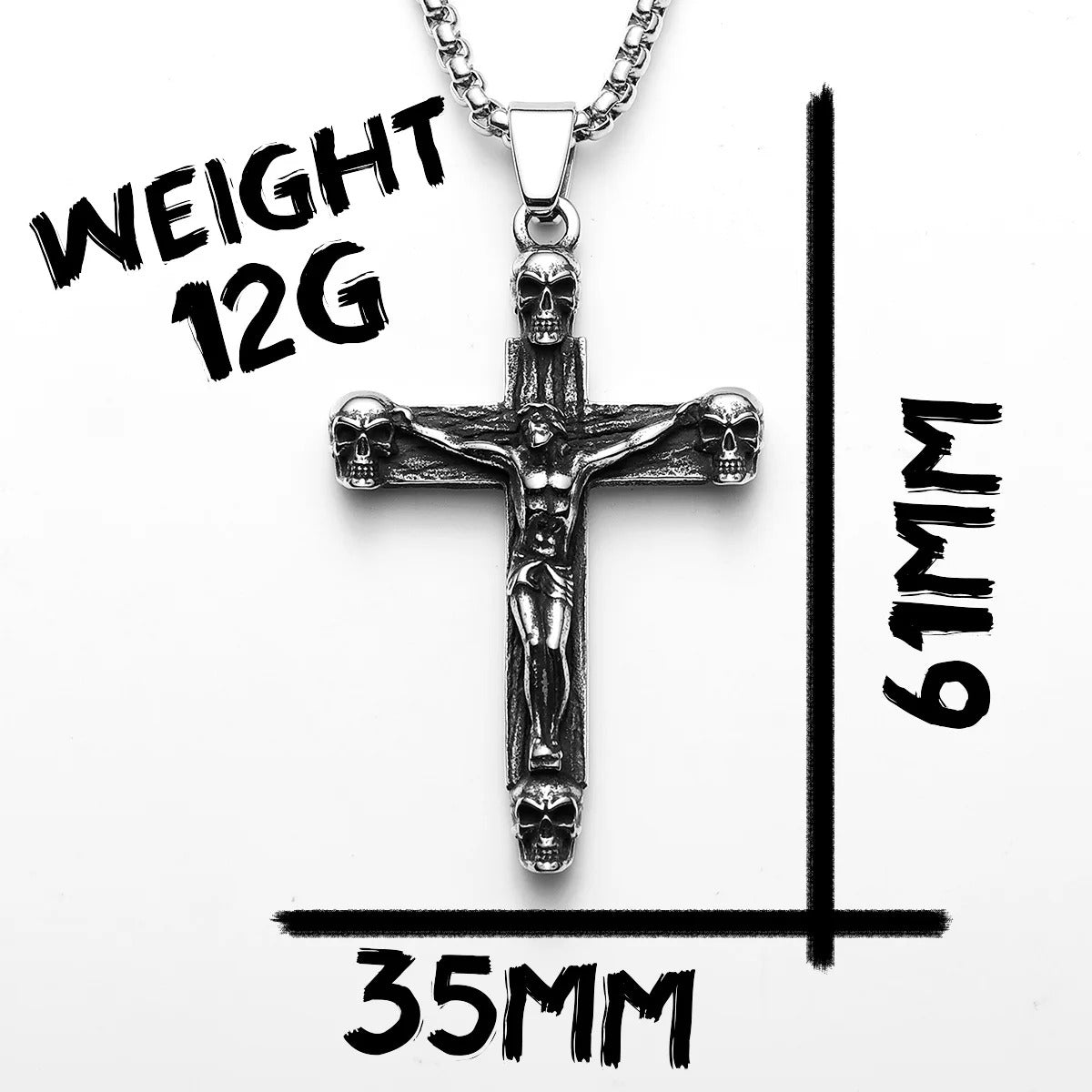 Crucifix of Judgment – Gothic Jesus Skull Cross Pendant