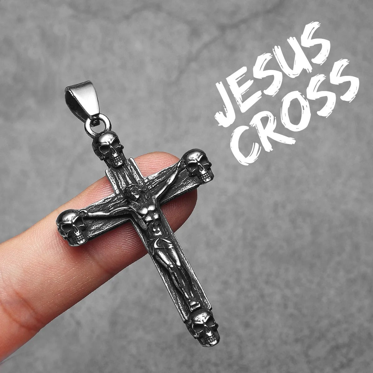 Crucifix of Judgment – Gothic Jesus Skull Cross Pendant