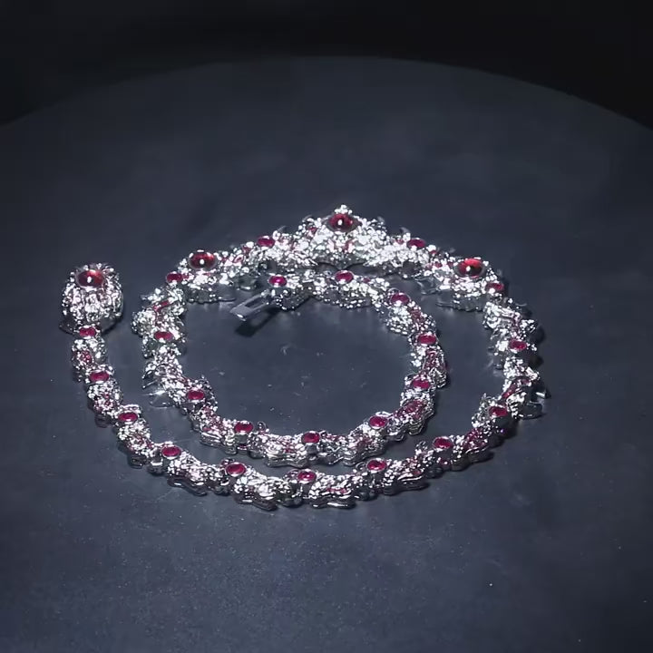 FaithHeart Gothic Crystal Ruby Dragon Claw Necklace for Men