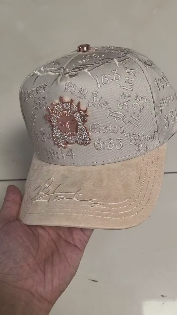 Crown of Thorns Scripture Cap - Grey / Tan - video
