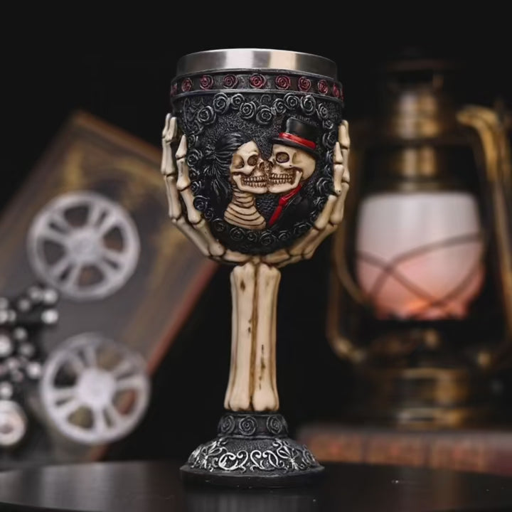 Gothic Goblet Day Of The Dead Skeleton Skull Wine Cup