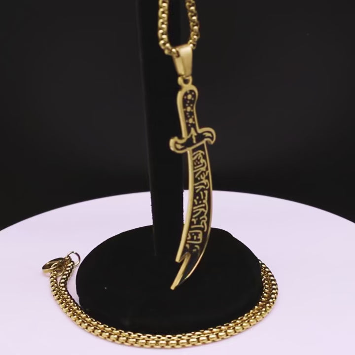 Arabic Imam Ali Zulfiqar Sword Stainless Steel Jewelry Set
