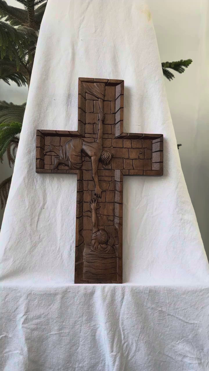 Savior Jesus Cross Godly Grind Christian Carved