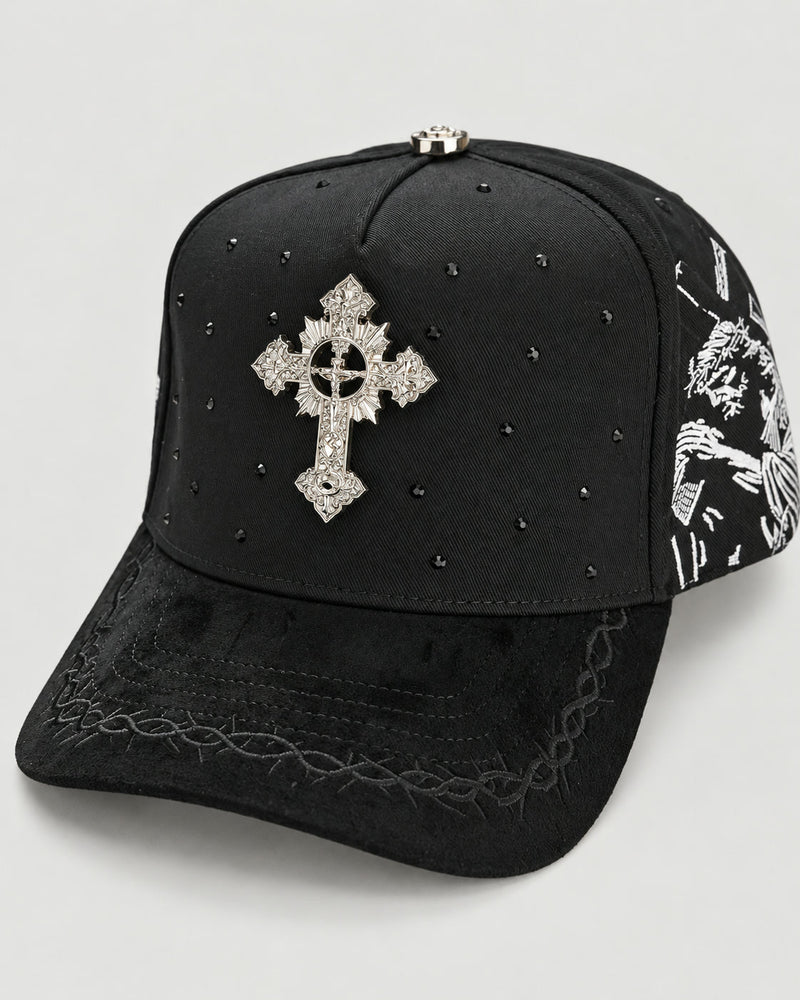 Rhinestone Gothic Cross Cap