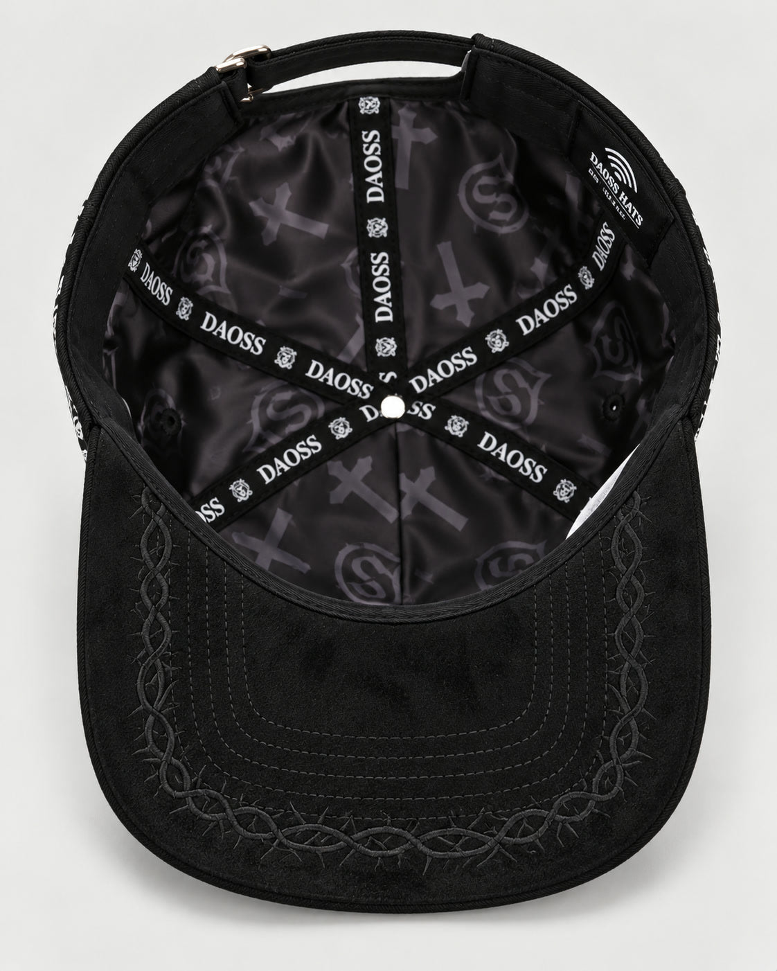 Rhinestone Gothic Cross Cap - Black - 5